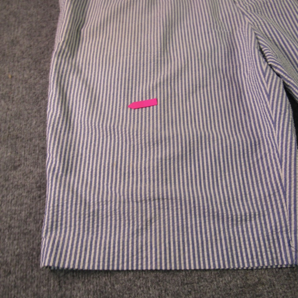 Linea Uomo Shorts Mens 46x13 Blue‎ White Seersucker Striped Pleated Cotton Blend - Picture 5 of 11